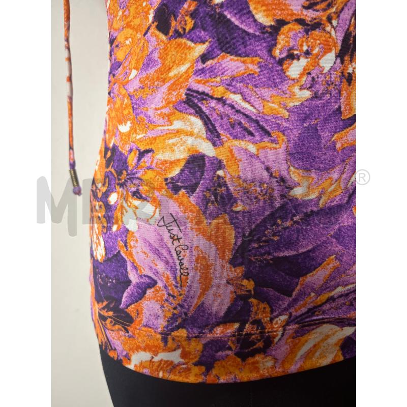 MAGLIA DONNA JUST CAVALLI VIOLA FIORI ARANCIO | Mercatino dell'Usato Roma cinecitta' 3