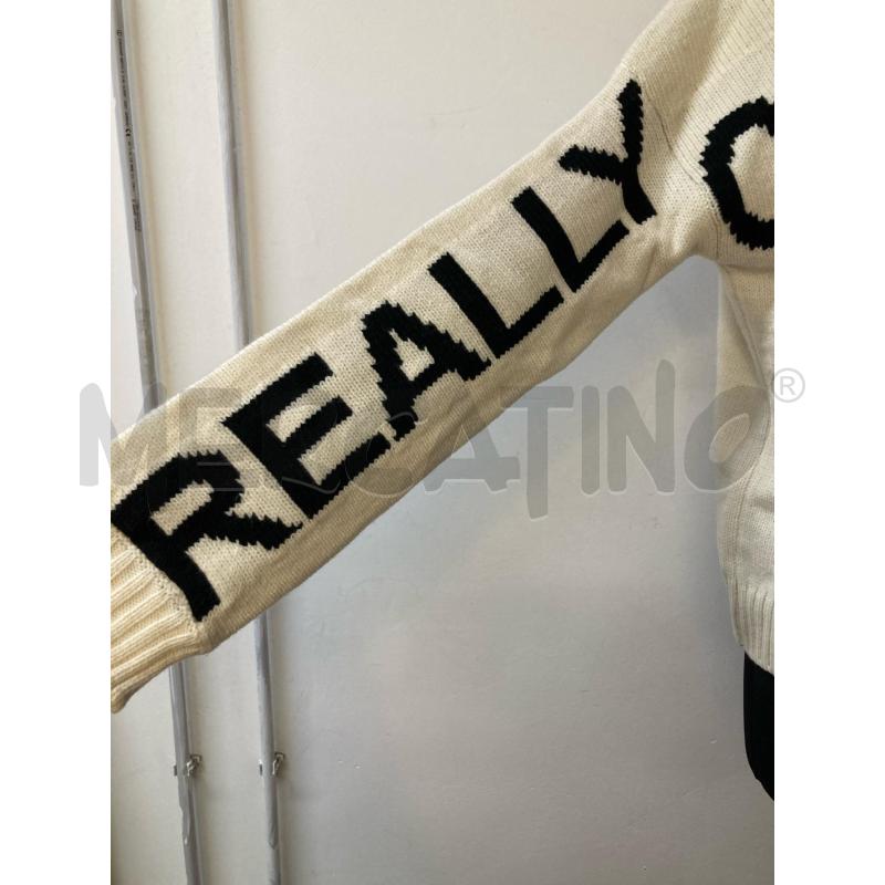 MAGLIONE DONNA JUSTBEFORE BIANCO MAXI SCRITTA NERA | Mercatino dell'Usato Roma cinecitta' 3