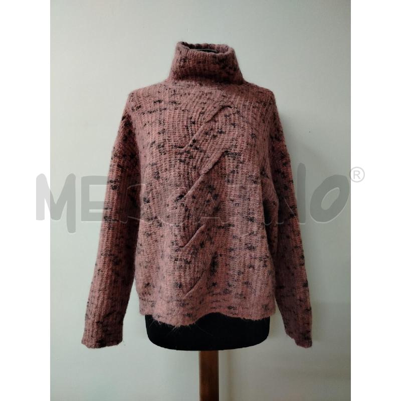 MAGLIONE DONNA MOSCHINO JEANS ROSA NERO MELANGIATO TRECCIA  | Mercatino dell'Usato Roma cinecitta' 1