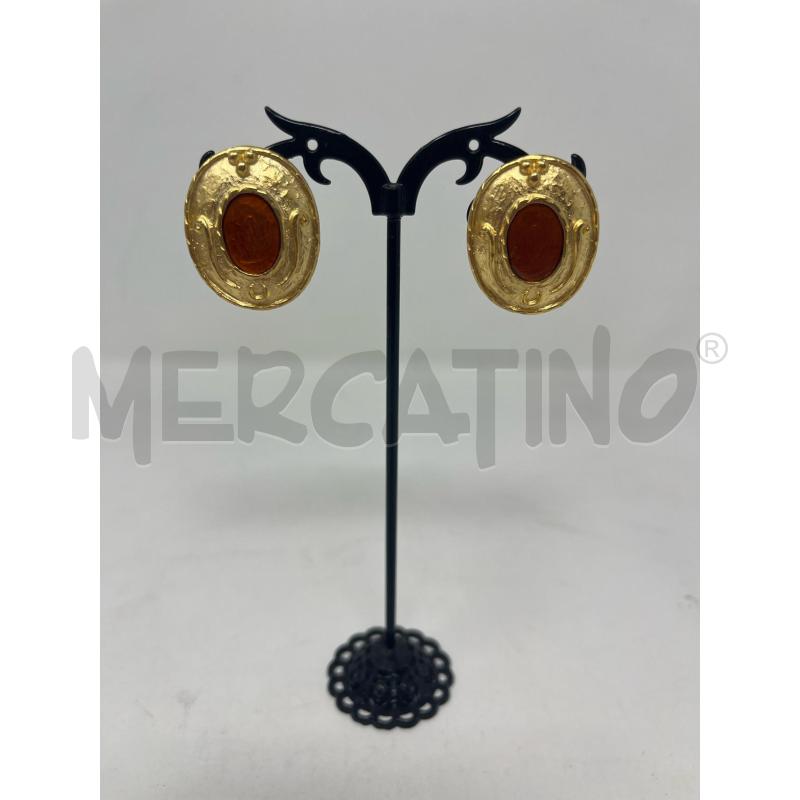ORECCHINI JACQUES ESTEREL VINTAGE OVALI DORATI INT ARANCIO  | Mercatino dell'Usato Roma cinecitta' 1