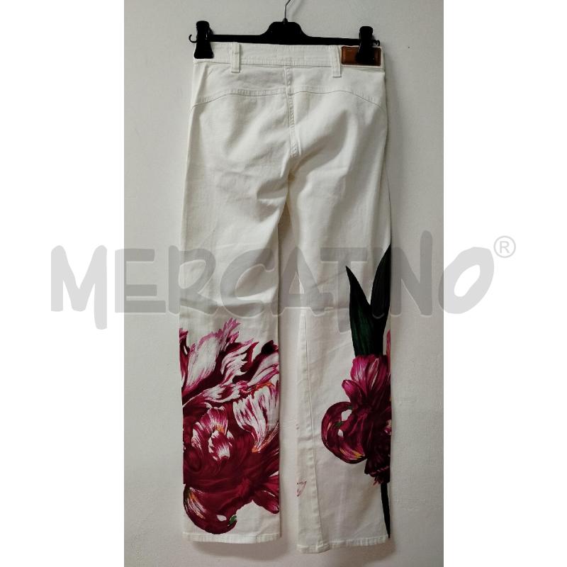 PANTALONE DONNA GIANFRANCO FERRE BIANCO FIORI ROSA | Mercatino dell'Usato Roma cinecitta' 2