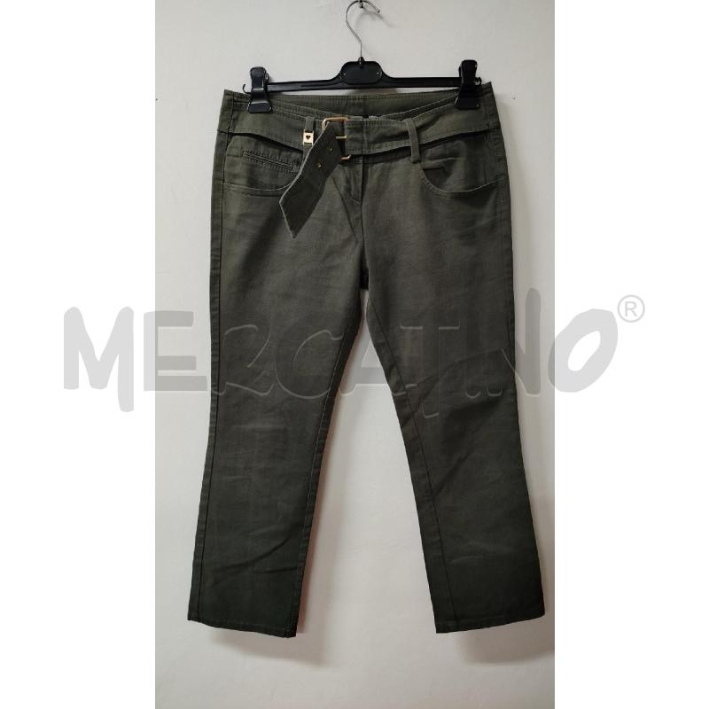 PANTALONE DONNA LOVE MOSCHINO VERDE OLIVA CINTURA IN VIT  | Mercatino dell'Usato Roma cinecitta' 1