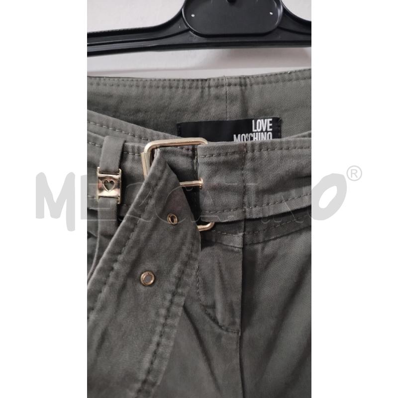 PANTALONE DONNA LOVE MOSCHINO VERDE OLIVA CINTURA IN VIT  | Mercatino dell'Usato Roma cinecitta' 3