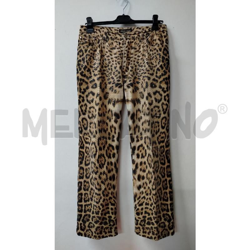 PANTALONE DONNA ROBERTO CAVALLI BEIGE LEOPARDATO PAILLETTES TRASPARENTI | Mercatino dell'Usato Roma cinecitta' 1