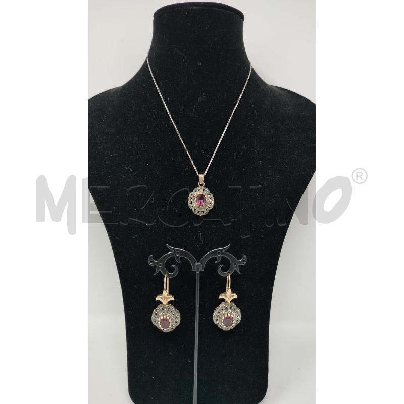 PARURE COLLANA+ORECCHINI DECO ROSETTE ROSA | Mercatino dell'Usato Roma cinecitta' 1