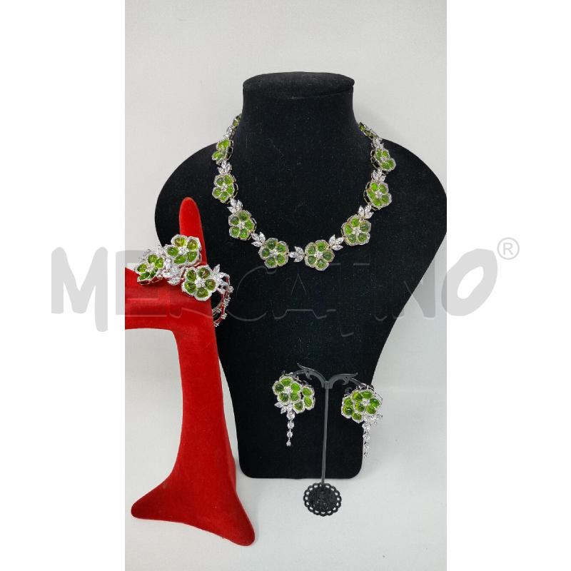 PARURE SILVESTRO FIORE ARG FIORI VERDI C+O+B  | Mercatino dell'Usato Roma cinecitta' 1