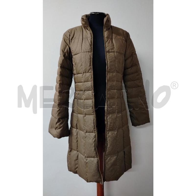 PIUMINO DONNA MONCLER BEIGE PIED DE POULE LUNGO | Mercatino dell'Usato Roma cinecitta' 1