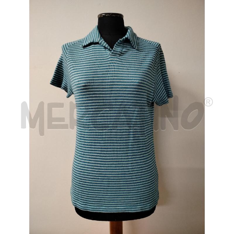 POLO DONNA PRIMA CLASSE AZZURRA RIGHE QUADRATINI | Mercatino dell'Usato Roma cinecitta' 1