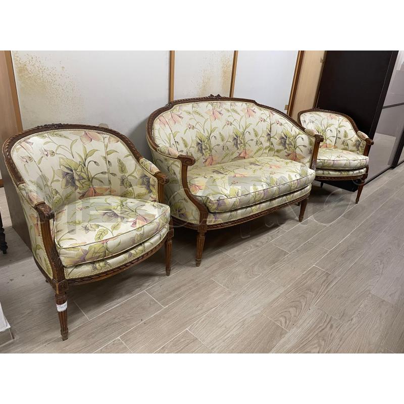 SALOTTINO NOCE FIORI 3 PZ | Mercatino dell'Usato Roma cinecitta' 1