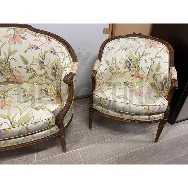 SALOTTINO NOCE FIORI 3 PZ | Mercatino dell'Usato Roma cinecitta' 4
