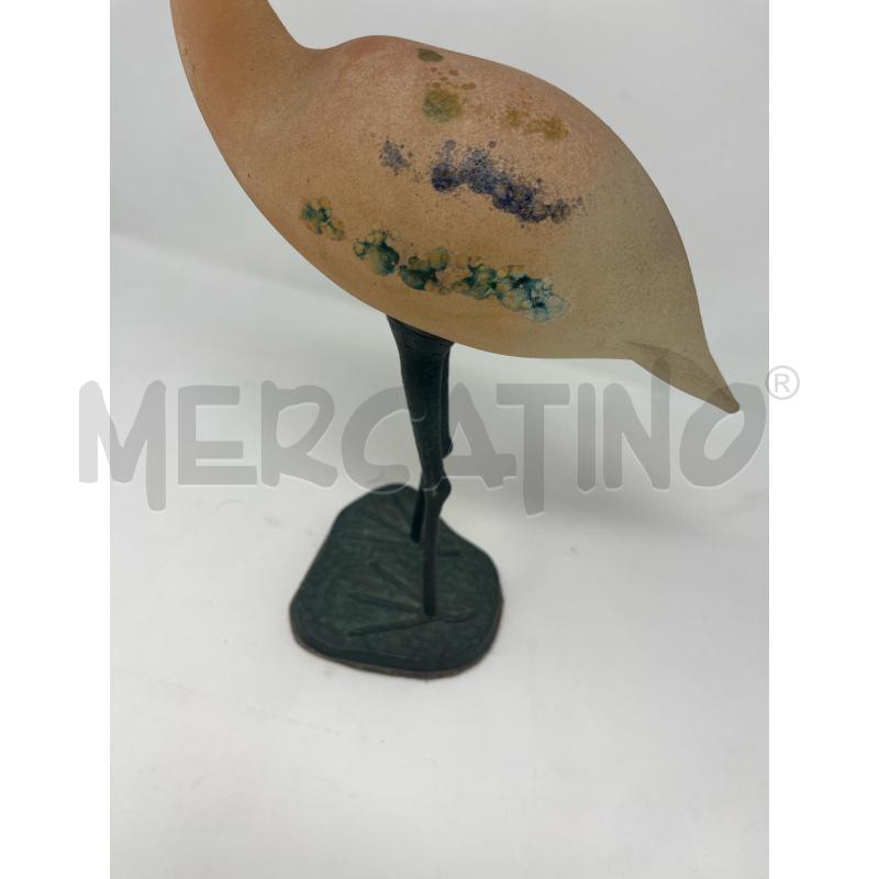 SCULTURA FENICOTTERO MURANO LUIGI MELLARA VETRO E BRONZO | Mercatino dell'Usato Roma cinecitta' 3