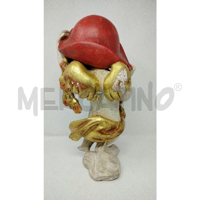 SCULTURA LEGNO GESSATO PUTTO CAPPELLO ROSSO  | Mercatino dell'Usato Roma cinecitta' 2