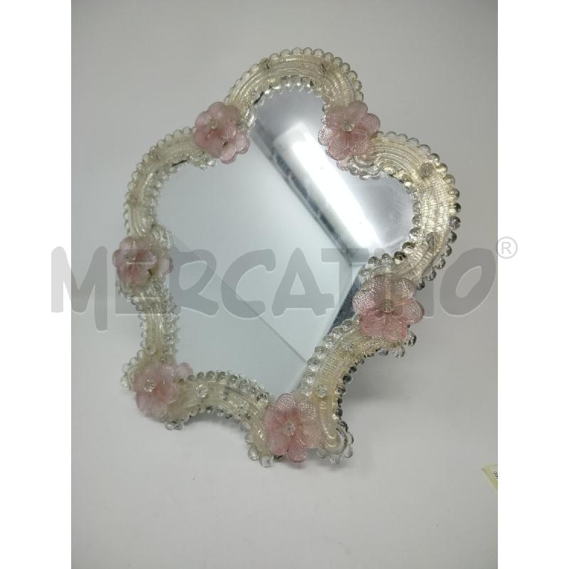 SPECCHIO VETRO MURANO STILE VENEZIANO FIORI ROSA  | Mercatino dell'Usato Roma cinecitta' 1