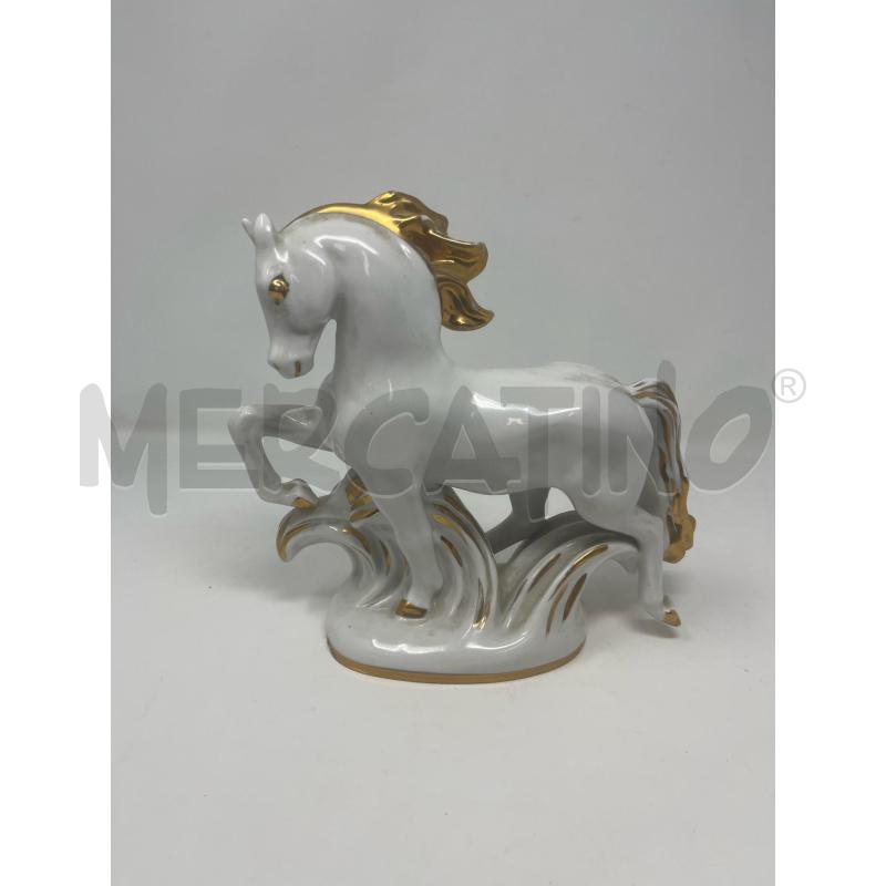 STATUETTA CAVALLO LOMONOSOV BIANCO CRINIERA DOR | Mercatino dell'Usato Roma cinecitta' 1