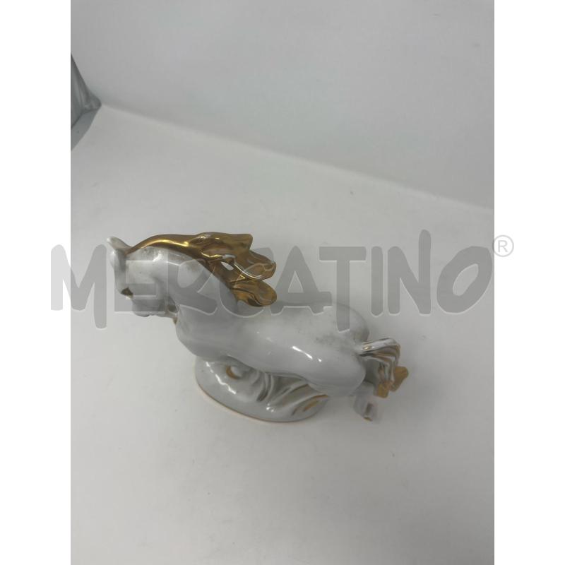STATUETTA CAVALLO LOMONOSOV BIANCO CRINIERA DOR | Mercatino dell'Usato Roma cinecitta' 2