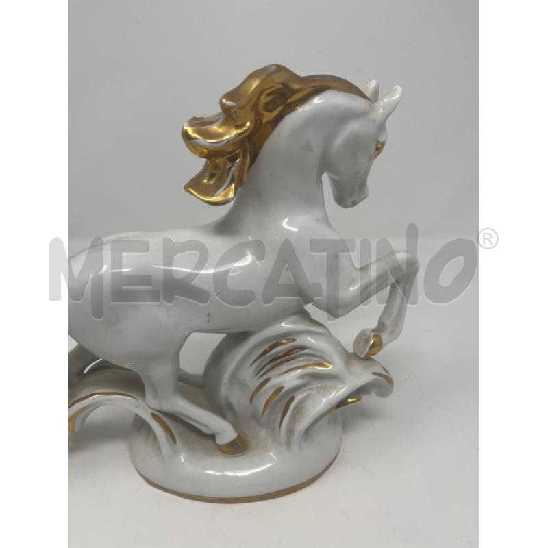 STATUETTA CAVALLO LOMONOSOV BIANCO CRINIERA DOR | Mercatino dell'Usato Roma cinecitta' 3