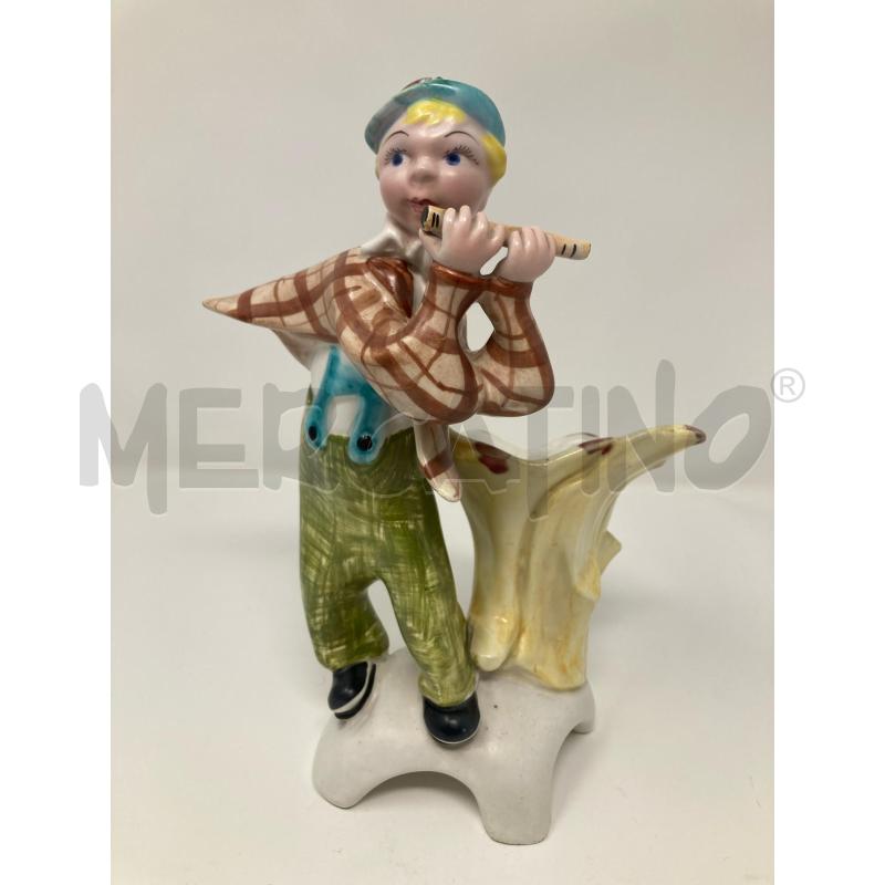 STATUETTA CON VASETTO CER SUONATORE FLAUTO ITALY ANNI 40 | Mercatino dell'Usato Roma cinecitta' 1