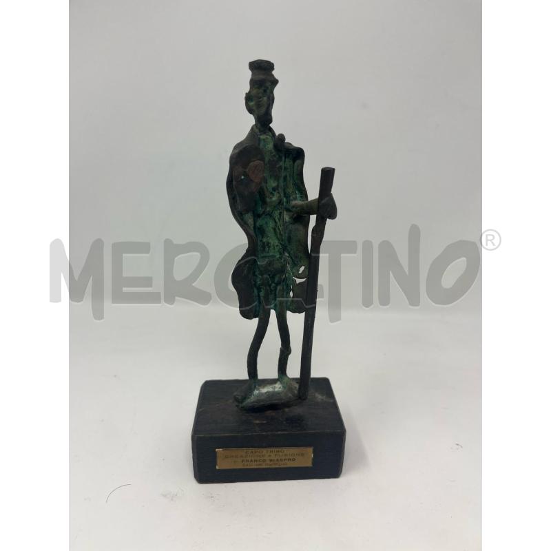 STATUETTA FRANCO D'ASPRO CAPO TRIBÙ BRONZO SARDO   | Mercatino dell'Usato Roma cinecitta' 1