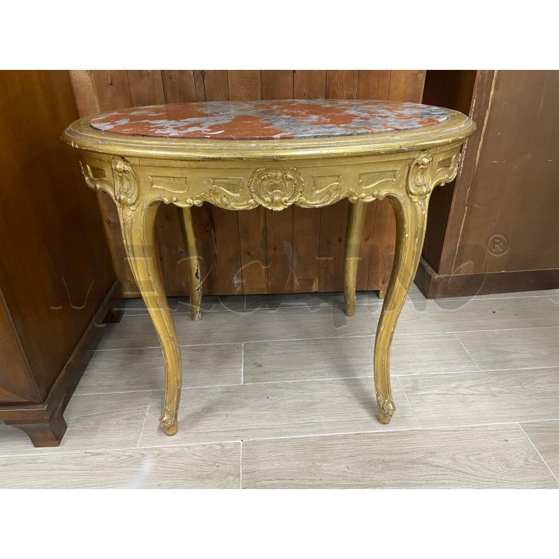 TAVOLINO OVALE LEGNO DOR STILE VENEZIANO PIANO MARM ROSA  | Mercatino dell'Usato Roma cinecitta' 1
