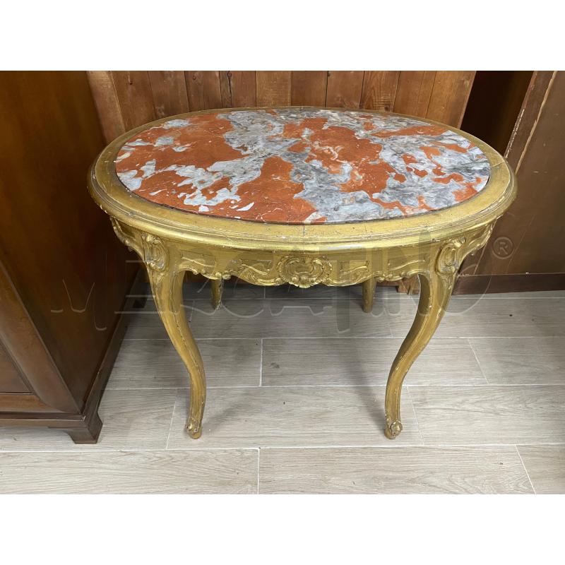 TAVOLINO OVALE LEGNO DOR STILE VENEZIANO PIANO MARM ROSA  | Mercatino dell'Usato Roma cinecitta' 2