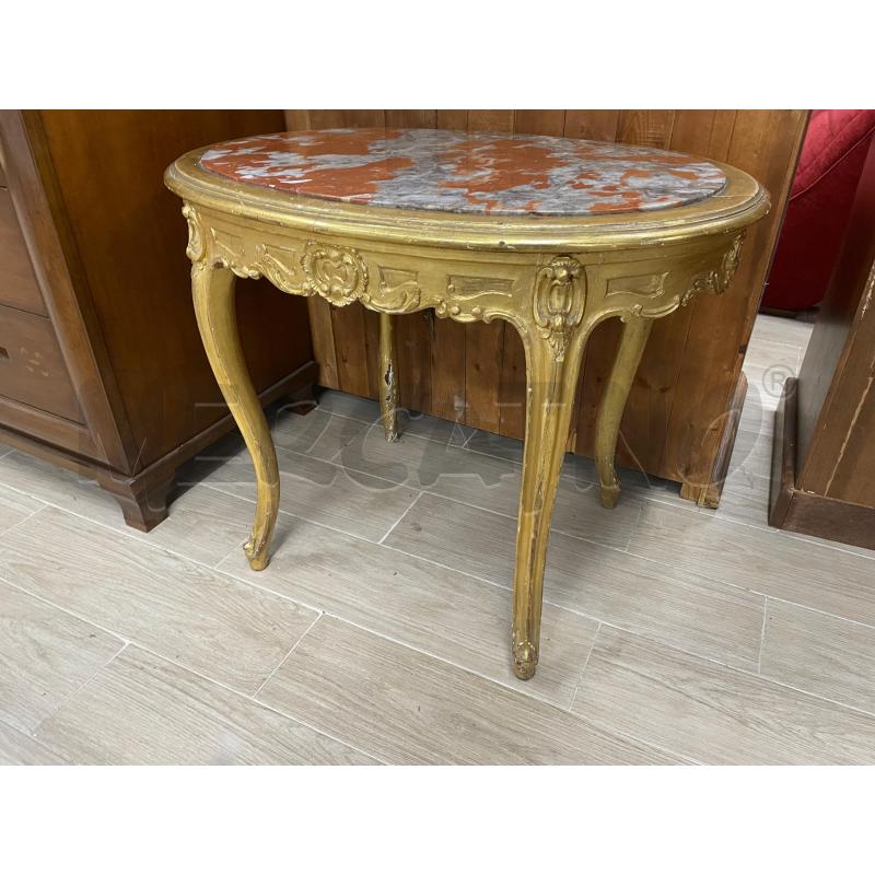 TAVOLINO OVALE LEGNO DOR STILE VENEZIANO PIANO MARM ROSA  | Mercatino dell'Usato Roma cinecitta' 3