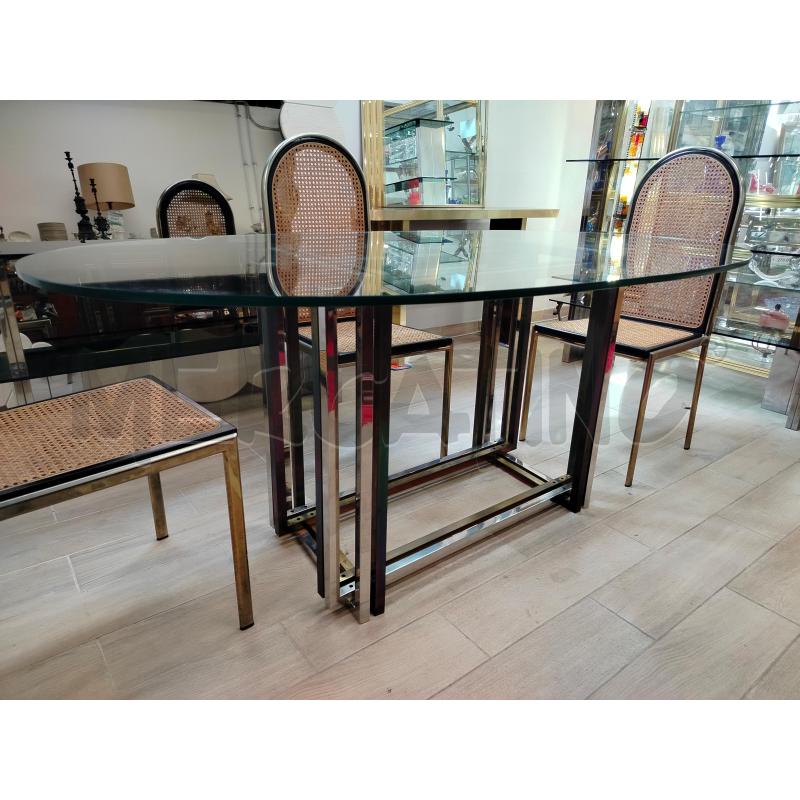 TAVOLO OVALE CRISTALLO BASE CROMO OTTONE  | Mercatino dell'Usato Roma cinecitta' 2