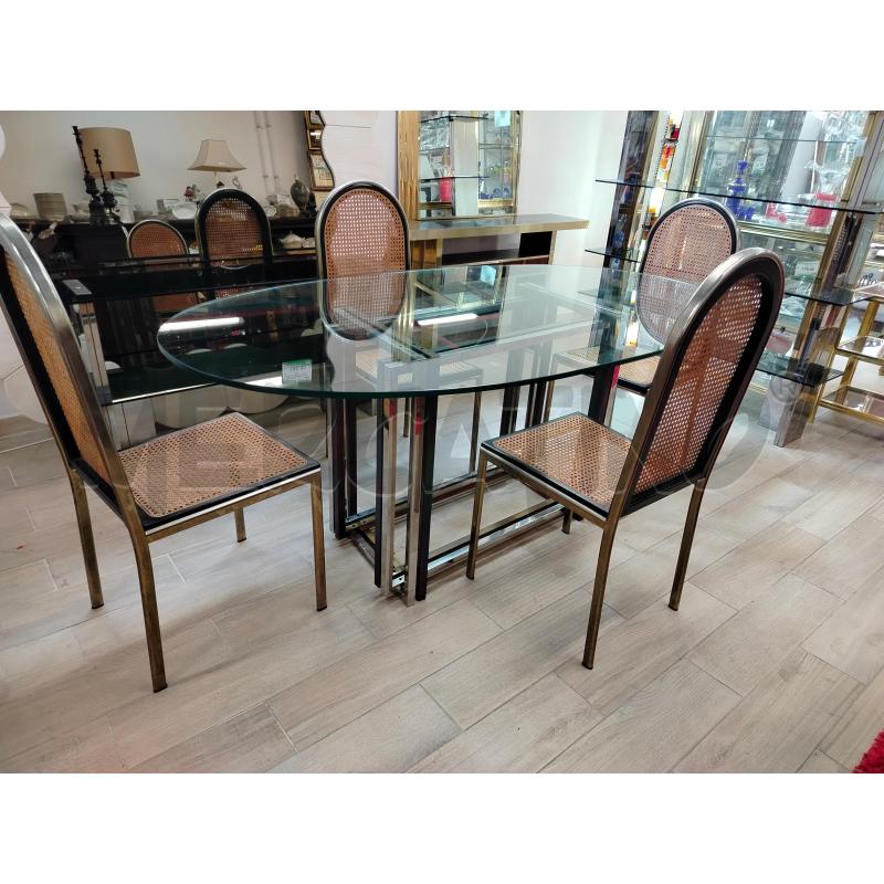 TAVOLO OVALE CRISTALLO BASE CROMO OTTONE  | Mercatino dell'Usato Roma cinecitta' 3