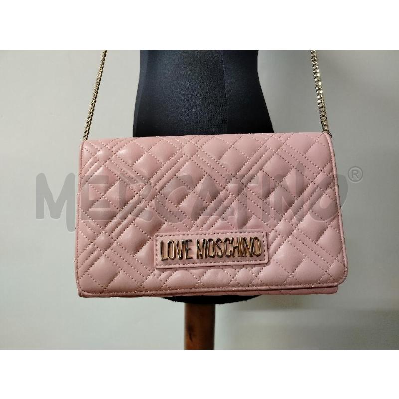 TRACOLLA DONNA LOVE MOSCHINO ROSA ROMBI CATENA DORATA | Mercatino dell'Usato Roma cinecitta' 2