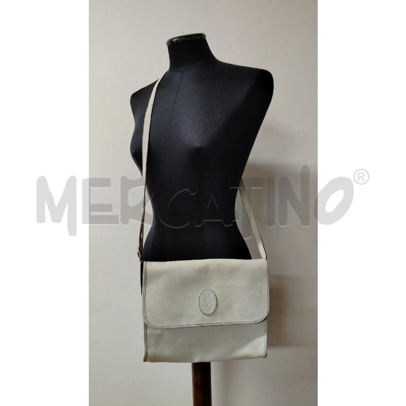 TRACOLLA DONNA YVES SAINT LAURENT BIANCHE RIGHE  | Mercatino dell'Usato Roma cinecitta' 1