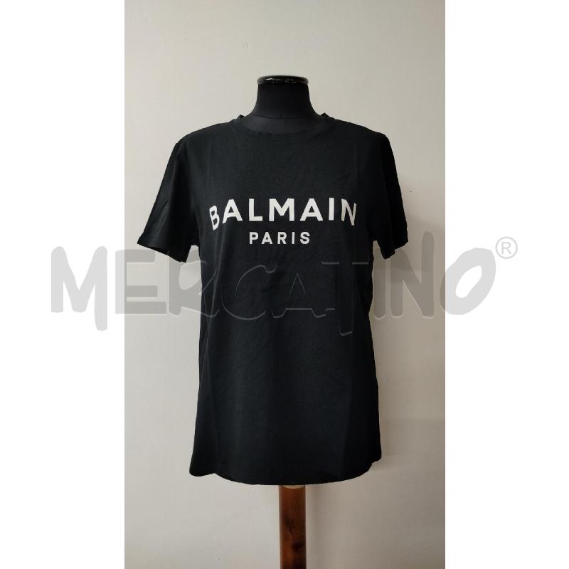 T SHIRT DONNA BALMAIN NERA STAMPA BIANCA | Mercatino dell'Usato Roma cinecitta' 1