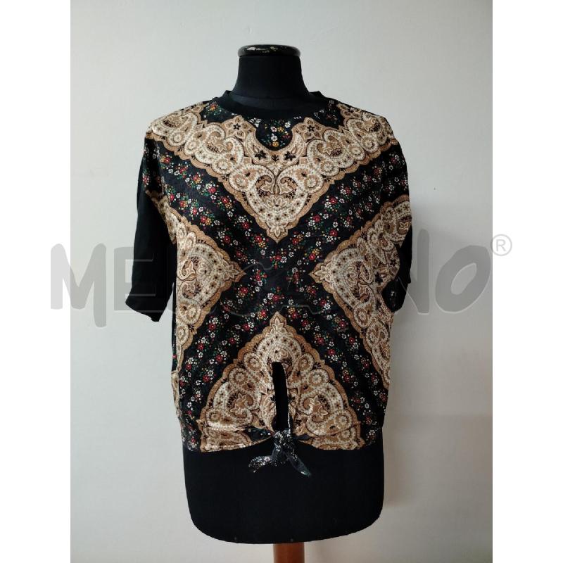 T SHIRT DONNA SANDRO NERA FIORI PAISLEY | Mercatino dell'Usato Roma cinecitta' 1