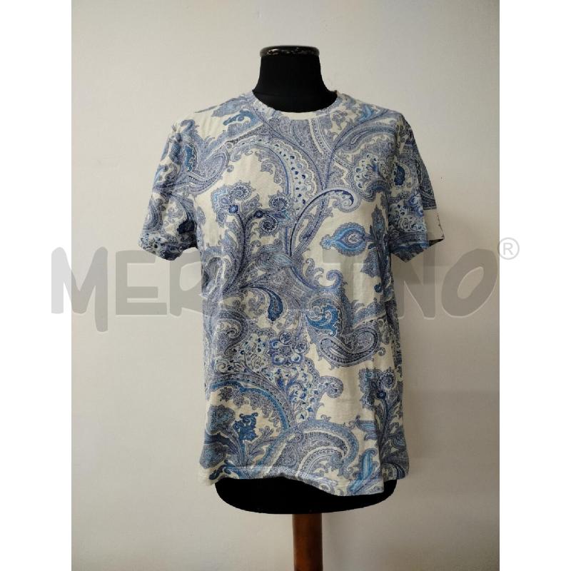 T SHIRT UOMO ETRO BIANCA AZZURRA PAISLEY  | Mercatino dell'Usato Roma cinecitta' 1