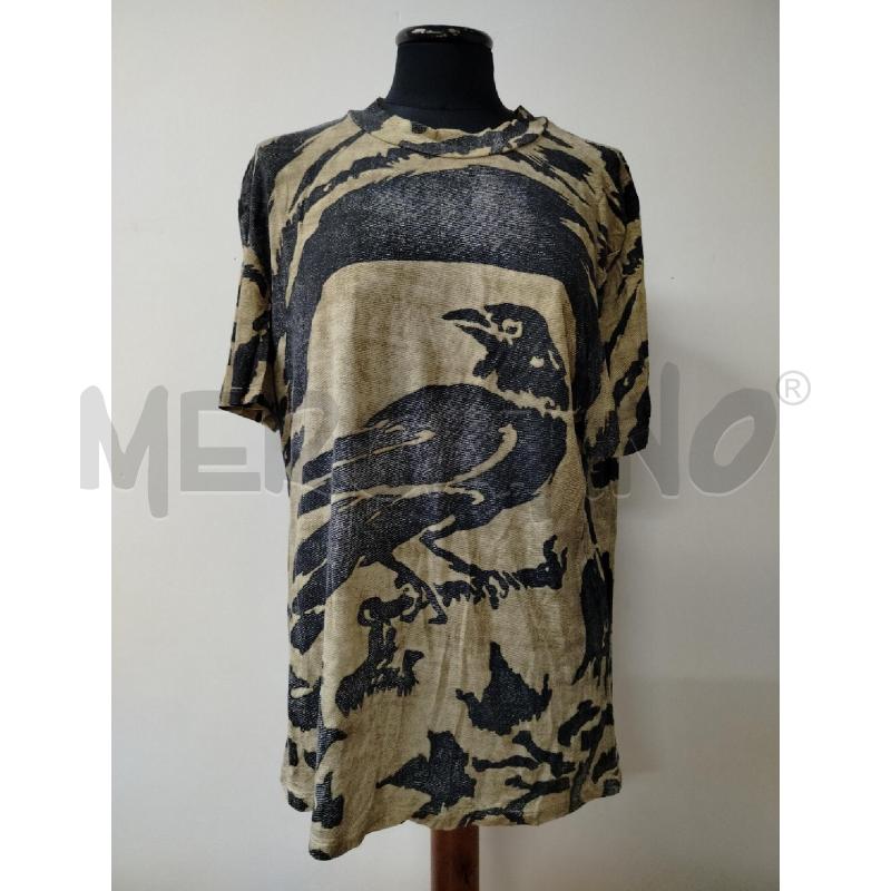 T SHIRT UOMO ROBERTO CAVALLI BEIGE UCCELLO NERO GRIGIO | Mercatino dell'Usato Roma cinecitta' 1