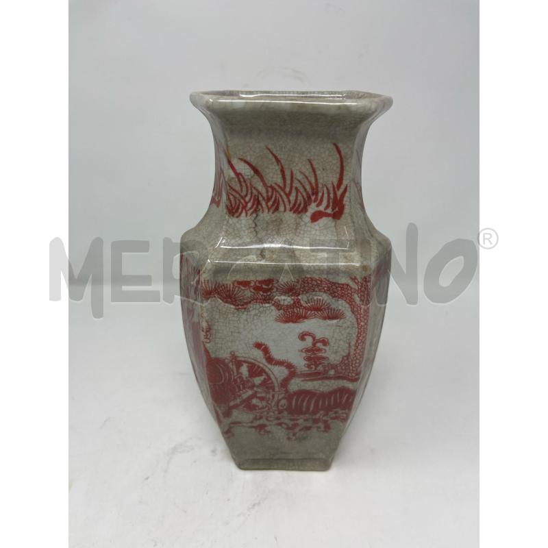 VASO BASE ESAGONALE CINESE DISEGNO ROSSO  | Mercatino dell'Usato Roma cinecitta' 1