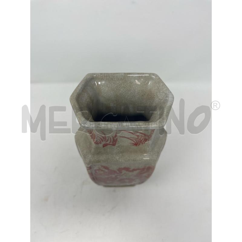 VASO BASE ESAGONALE CINESE DISEGNO ROSSO  | Mercatino dell'Usato Roma cinecitta' 3