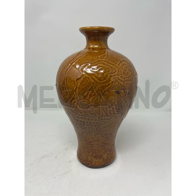VASO CINESE MARRONCINO DRAGONE RILIEVO | Mercatino dell'Usato Roma cinecitta' 2