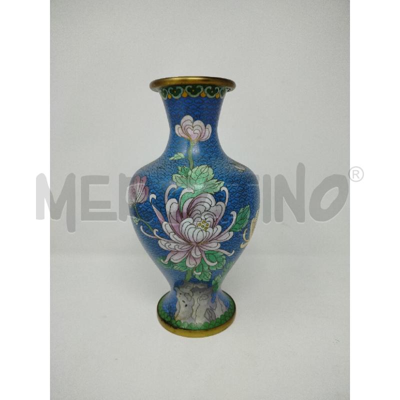 VASO CLOISONNE AZZURRO FIORI | Mercatino dell'Usato Roma cinecitta' 1