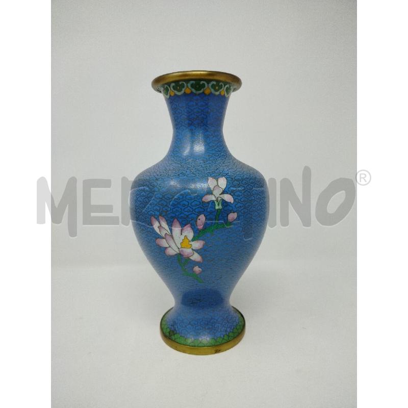 VASO CLOISONNE AZZURRO FIORI | Mercatino dell'Usato Roma cinecitta' 2