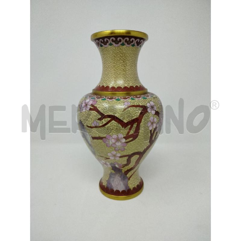 VASO CLOISONNE BEIGE FIORI UCCELLINI | Mercatino dell'Usato Roma cinecitta' 1