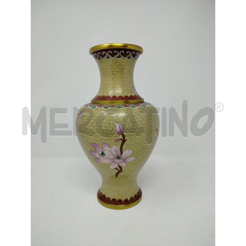 VASO CLOISONNE BEIGE FIORI UCCELLINI | Mercatino dell'Usato Roma cinecitta' 2