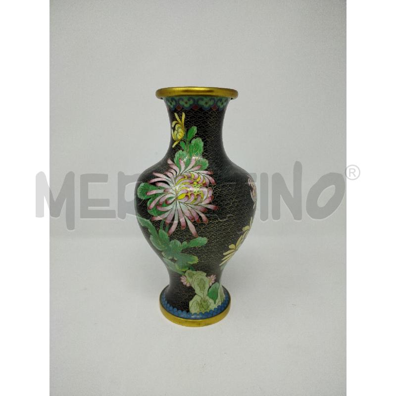 VASO CLOISONNE NERO UCCELLINI | Mercatino dell'Usato Roma cinecitta' 1