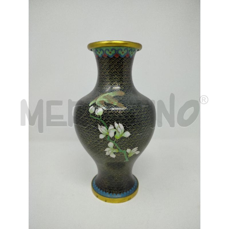VASO CLOISONNE NERO UCCELLINI | Mercatino dell'Usato Roma cinecitta' 2