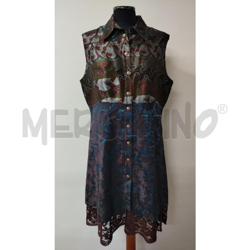 VESTITO DONNA CHRISTIAN LACROIX TESSUTO DAMASCATO MARRONE BLU VERDE | Mercatino dell'Usato Roma cinecitta' 1