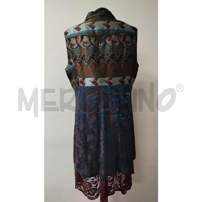 VESTITO DONNA CHRISTIAN LACROIX TESSUTO DAMASCATO MARRONE BLU VERDE | Mercatino dell'Usato Roma cinecitta' 2
