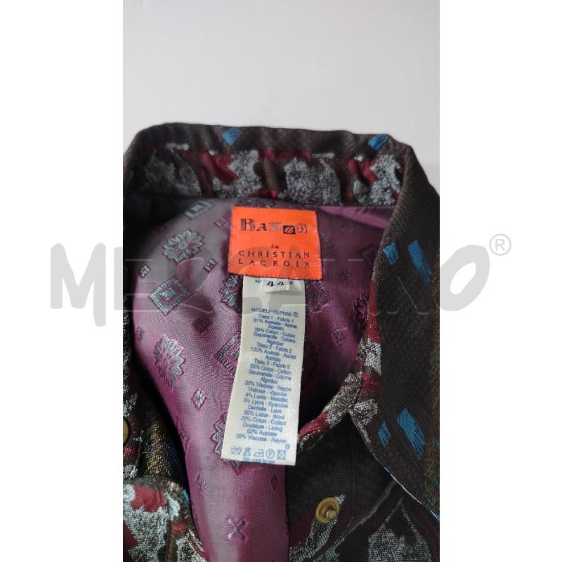 VESTITO DONNA CHRISTIAN LACROIX TESSUTO DAMASCATO MARRONE BLU VERDE | Mercatino dell'Usato Roma cinecitta' 3