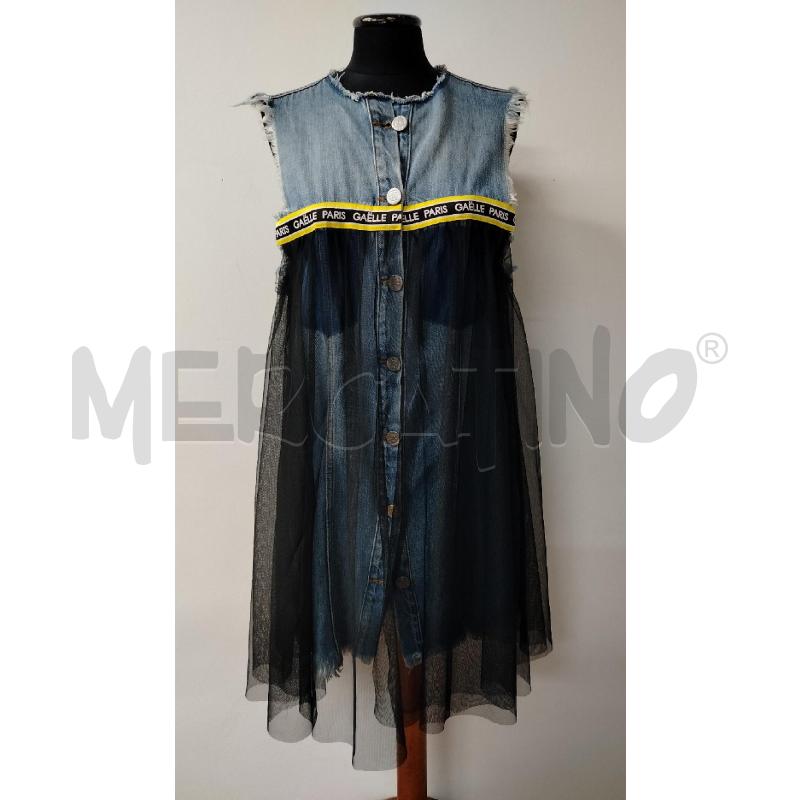 VESTITO DONNA GAELLE DENIM SFRANGIATO TULLE NERO  | Mercatino dell'Usato Roma cinecitta' 1