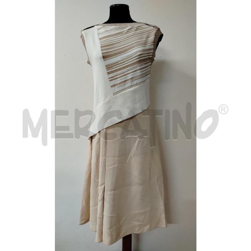 VESTITO DONNA INTREND ROSA BEIGE ASIMETTRICO A COSTINE  | Mercatino dell'Usato Roma cinecitta' 1