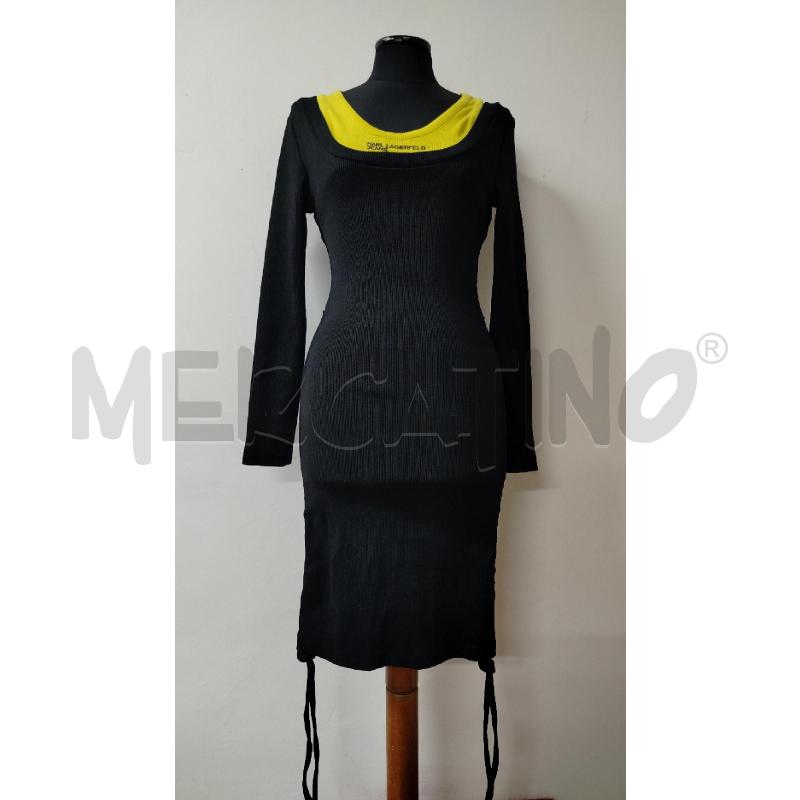 VESTITO DONNA KARL LAGERFELD JEANS NERO COSTINE TOP GIALLO | Mercatino dell'Usato Roma cinecitta' 1