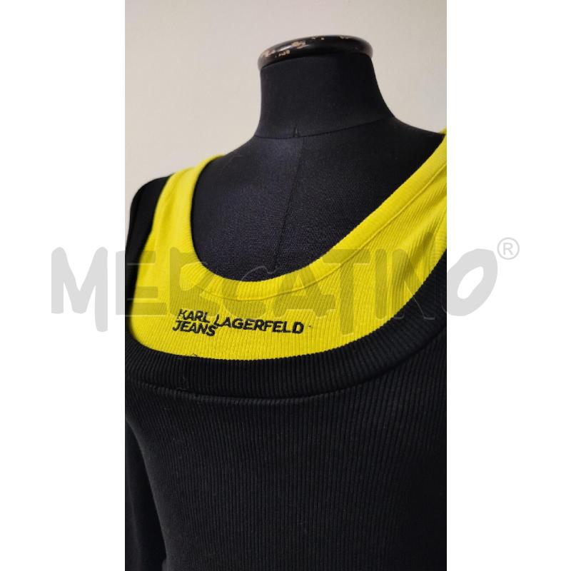 VESTITO DONNA KARL LAGERFELD JEANS NERO COSTINE TOP GIALLO | Mercatino dell'Usato Roma cinecitta' 2