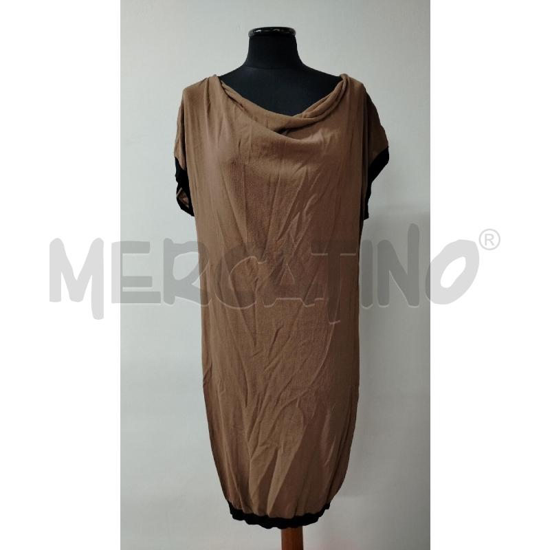 VESTITO DONNA LIVIANA CONTI MARRONE LINEE NERE FONDO | Mercatino dell'Usato Roma cinecitta' 1